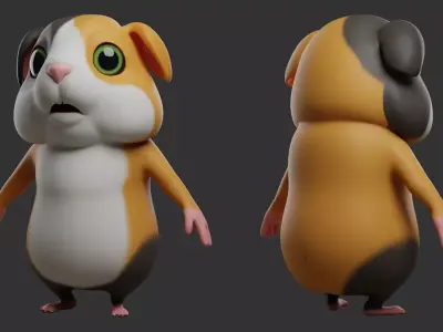 Guinea Pig  I Cartoon Low-poly 3D model