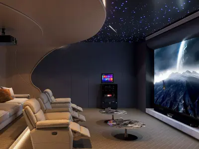 Luxury Home Cinema Interior Villa Theater 3Ds Max FBX 3D model 3D model