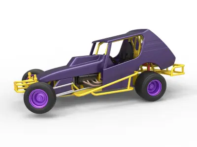 Vintage NE Dirt Modified stock car while turning Scale 1 to 25 3D print model
