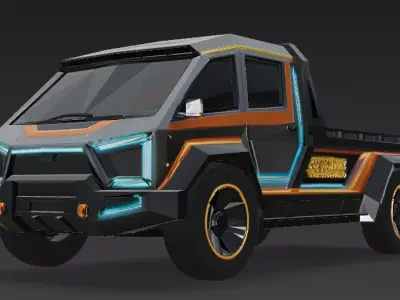 Cartoon Cyberpunk Truck 3D Model Low-poly 3D model