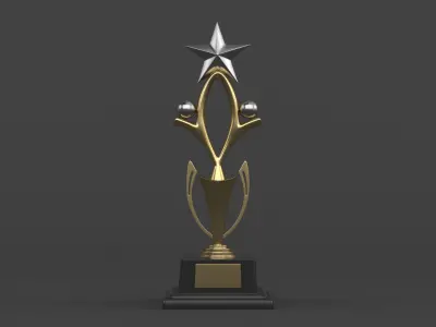 Gold Trophy Cups 3D model 12