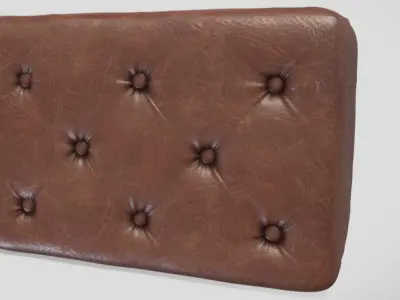 Vintage style tufted bench in brown leather 3D model