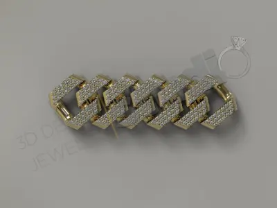 New Cuban chain link design with gems 3d model 3D print model