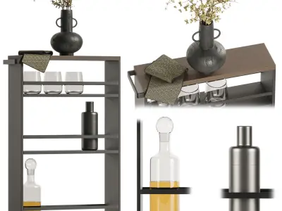 Crate and barrel Yamazaki Black Rolling Cart 3D model