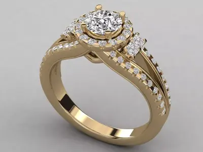 Luxury Halo Diamond Ring CAD Design Collection for Jewellery   3D print model