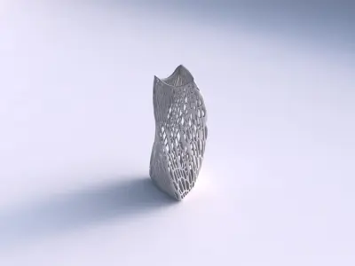 Vase twist curved tipping triangle 2 with fine organic lattice 3D print model
