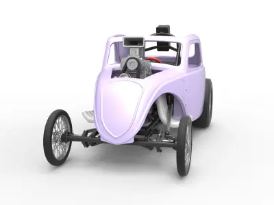 Front engine old school dragster with shell V10 Scale 1 to 25 3D print model
