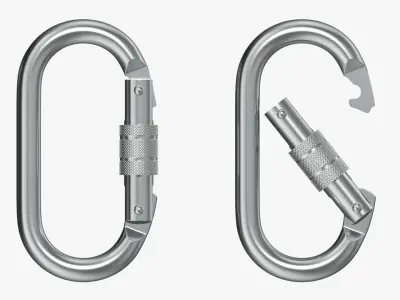 Climbing carabiners oval shape 3D model