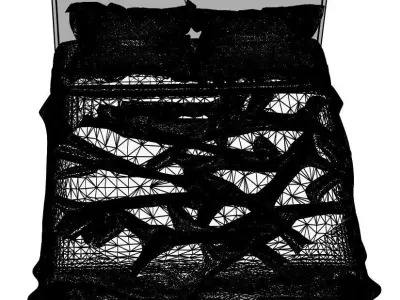 Yellow and grey bed linen 3D model