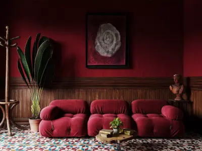 living room rouge  Low-poly 3D model