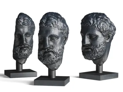 Bearded Greek head Low-poly 3D model