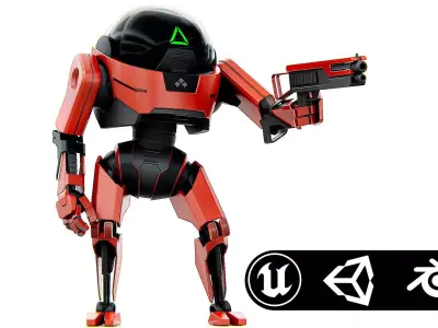 COMBAT DROID AKAR  Rigged for Unreal Engine - Unity - MIXAMO 3D model