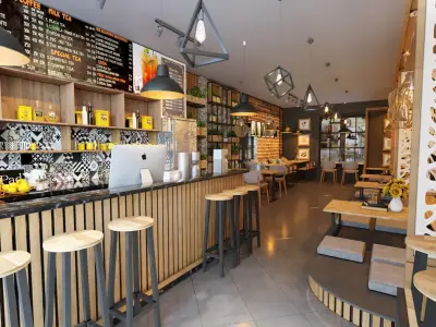 Bar and cafe Low-poly 3D model