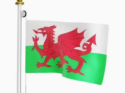 Flag of the Wales  Low-poly 3D model