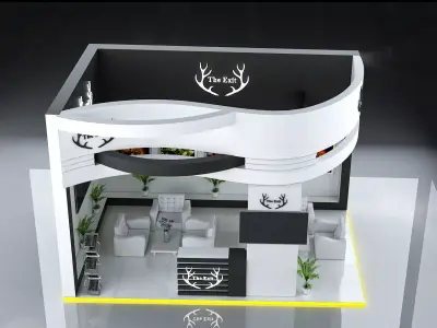 booth 6x4 2 side open  3D model