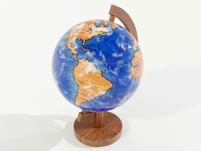 Epoxy Resin and Wood Globe 3D model