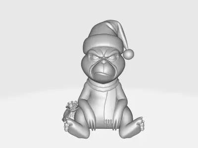 Grinch Christmas Figurine Holiday Grinch Decor Santa Hat Grinch 3D print model