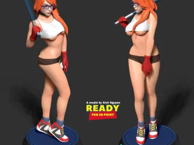 Female baseball player  3D print model