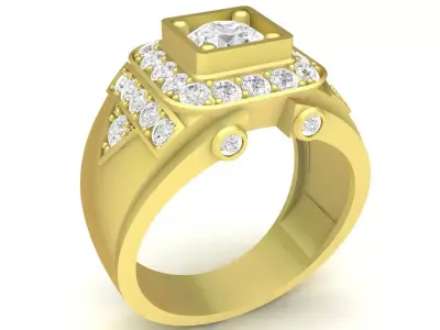 Luxury Square Diamond Halo Ring for Men 3469 3D print model