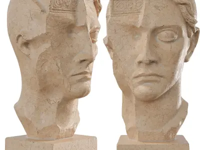 Ancient Greek Man Head Statue 3D model