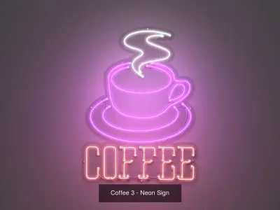 Coffee Neon Signs - 4 Pack 3D Model Collection