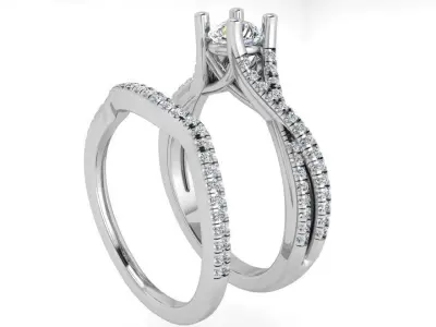 Round Diamond Twisted Ring With Band 3580 3D print model