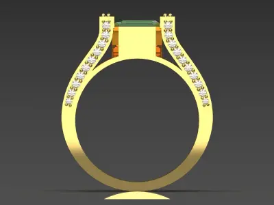 Luxury yellow gold ring with diamonds green rubies model jr00113 3D print model