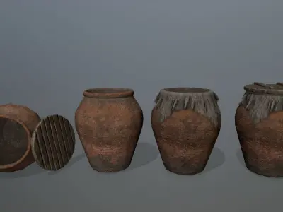 old vase set Low-poly 3D model