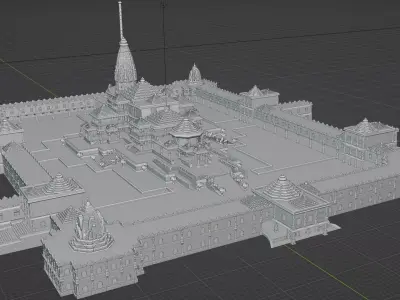 PLEASE CLICK Ram Mandir 3D Detailed  Temple Model Environment 3D model