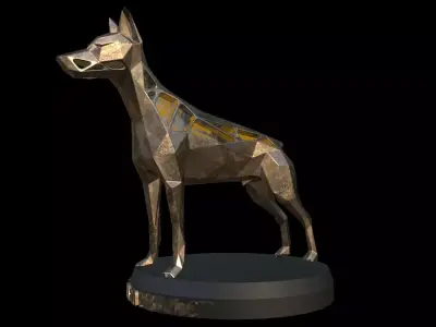 Steampunk Doberman Pinscher  Low-poly 3D model