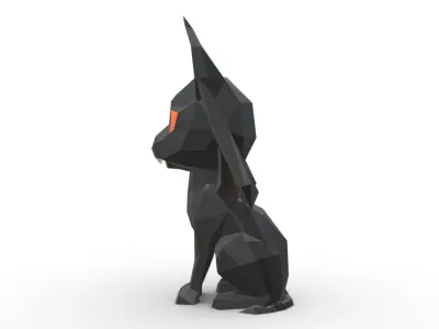 evil cat low poly 3D print model
