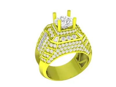 A7117 Korean Style Diamond Men Ring 3D print model