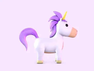 Cartoon Unicorn Low-poly 3D model