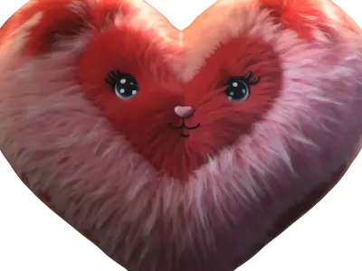 Fluffy Heart Plush Low-poly 3D model