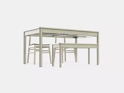 RONNINGE - RONNINGE Table with 2 chairs and bench 3D model