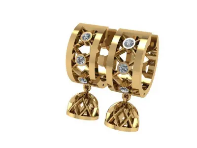 Grid Earring Ring Set 2427 3D print model