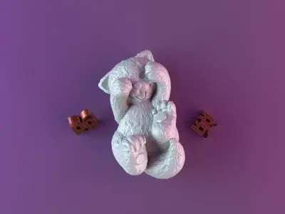 Cute teddy cat 3D print model