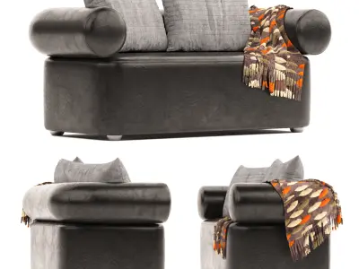 Sedute Abbey Sofa with pillows bolster cushions and blanket 3D model