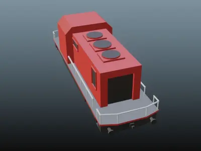 Lowpoly Train car Free low-poly 3D model