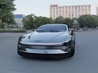 Futuristic Concept Car High-Poly 3D Model with Interior 3D model