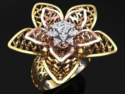  Mesh flower ring - Italian rings - Womens Rings - N6702 3D print model