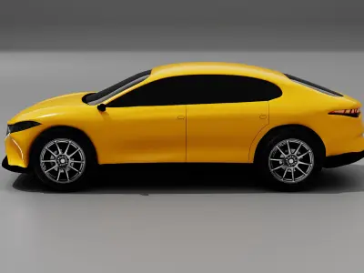 Realistic Sedan Electric Car Rigged and Textured Low Poly Low-poly 3D model