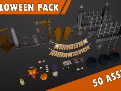 HALLOWEEN PACK - DECORATION AND CEMETERY 3D Model Collection