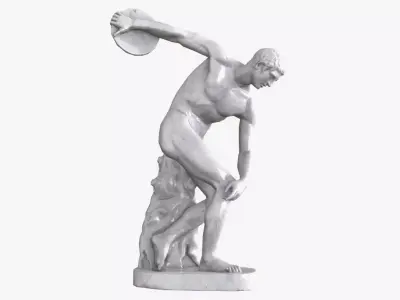 Discobolus Statue - Marble Low-poly 3D model