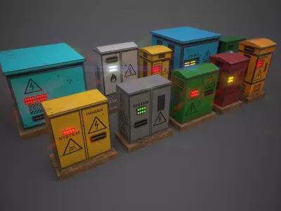Electrical Box Collection Low-poly 3D model