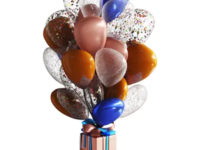 Beautiful elegant balloons Low-poly 3D model