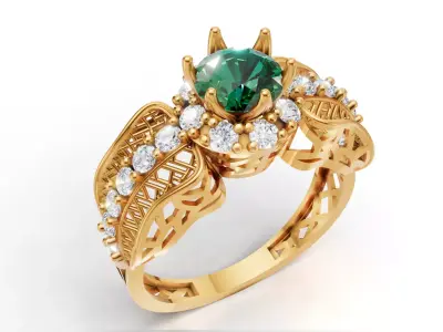 Woven Filigree Ring Wide Cluster Shank  STL CAD for Printing 3D print model