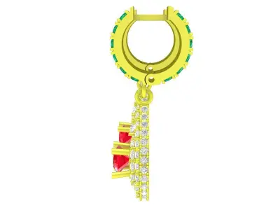 Luxury Hoop Drop Earrings with Pear Shape Gemstone Design 5920 3D print model