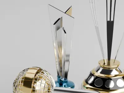ICC trophies 3d model pack Low-poly 3D model