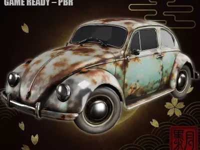 Vintage Compact Coupe Weathered Classic Car Game Ready PBR Low-poly 3D model